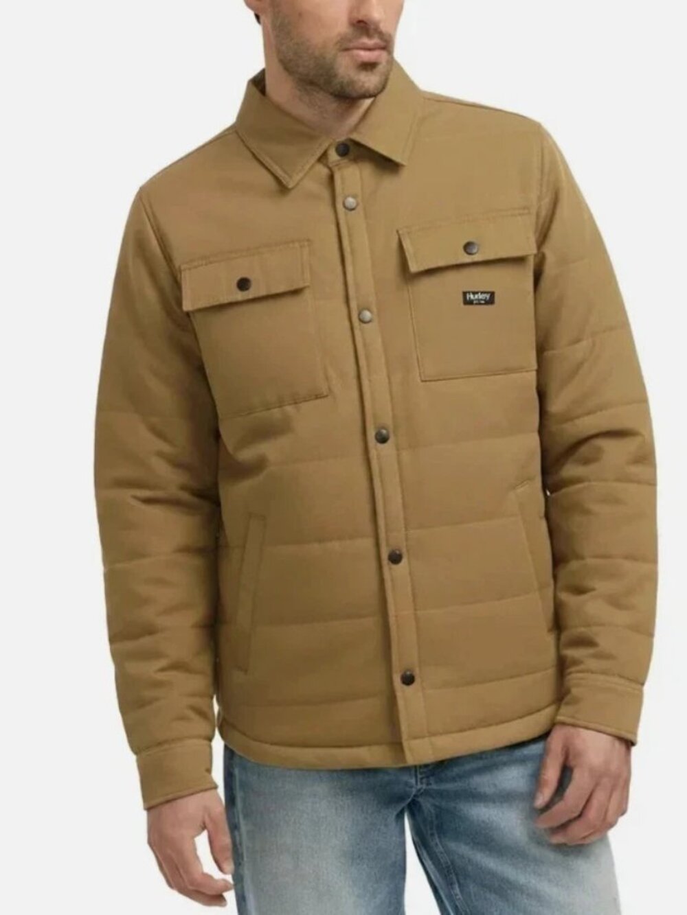 Hurley Men's Size Medium Lined  Snap Tan Jacket Shacket NWT